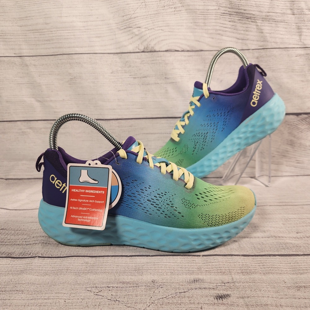 Aetrex Danika Women's 7 Athletic Sneakers Ombre Blue Green Purple Arch Support